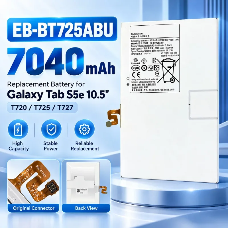 For Samsung Galaxy S6 Lite Replacement Battery EB‑BT725ABU, 7040mAh High Capacity Spare Tablet Battery in Stock Fast Shipping