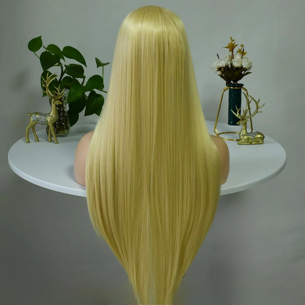 13x4 HD透明フルフロントレース613ブロンドカラーストレートウィッグレースフロントウィッグ女性用30インチ合成ウィッグ