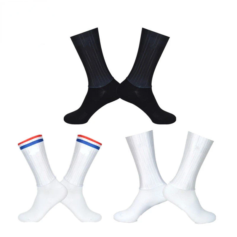 Anti Slip Silicone Cycling Summer Aero Socks Socks Whiteline Men Bicycle Sport Running Bike Socks Calcetines Ciclismo