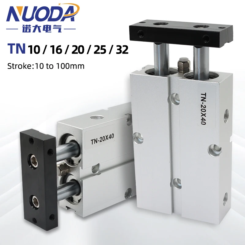 Double Rod TN Type Pneumatic Cylinder Air Bore 10mm 16mm 20mm 25mm 32 Small Aluminum Alloy Stroke 30 35 40 45 50 60 70 75mm