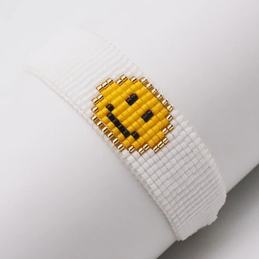 Rice Ball Bracelet  Hand woven  fashion  smiling face  Versatile  personality  Simplicity  Bohemia  Unisex  Beaded Bracelet