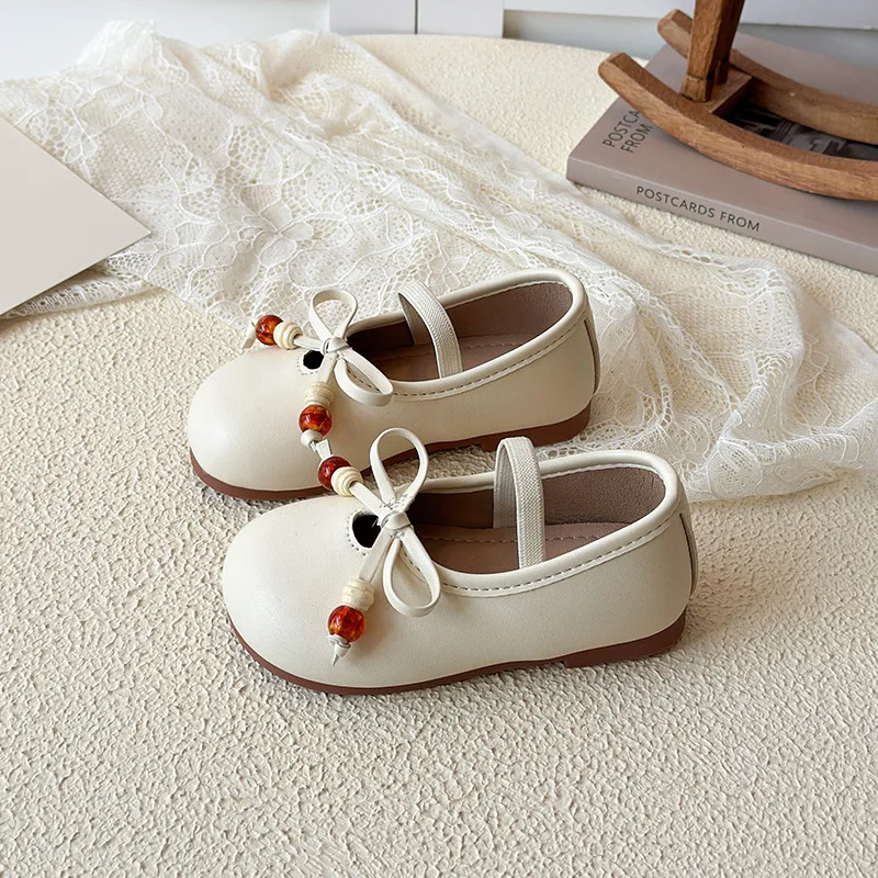 Fashion Girl Mary Jane Shoes2026Spring New Kids Leather Shoe Simple Versatile Girls Princess Shoes Anti Slip Child Casual Shoe