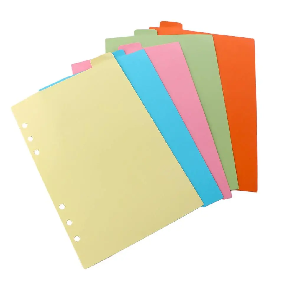 5 teile/satz Schule Liefert Fach Planer für Notebook Nachfüllen Papiere Index Teiler Index Paginierung A5 A6 A7 Binder Teiler