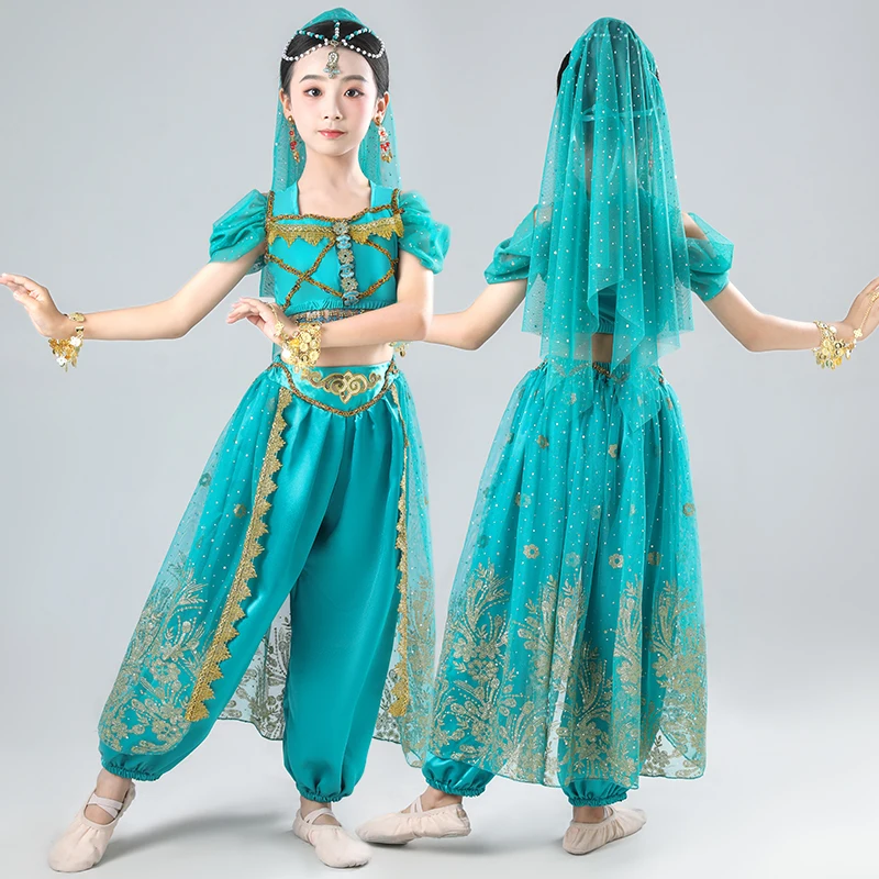 

Children Indian Dance Costumes Jasmine Princess Girl Belly Dance Atacadista Dança De Barriga Barata Show Clothes