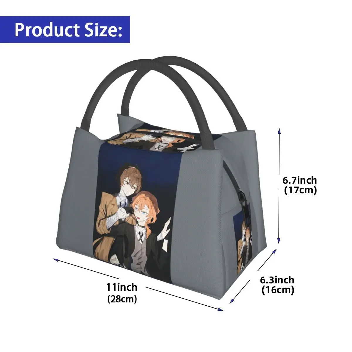 بونغو الضالة الكلاب وان أنيمي دازاي و Chuuya أكياس الغداء معزول بينتو صندوق قابلة لإعادة الاستخدام حقيبة الغداء نزهة أكياس برودة حقيبة حرارية