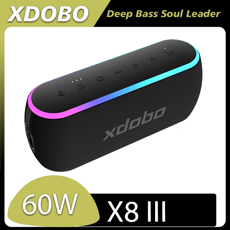 

XDOBO X8 III 60W RGB Lighted Bluetooth Speaker Stereo Subwoofer Speaker Wireless Stand-Up TWS Support Mobile Power Function