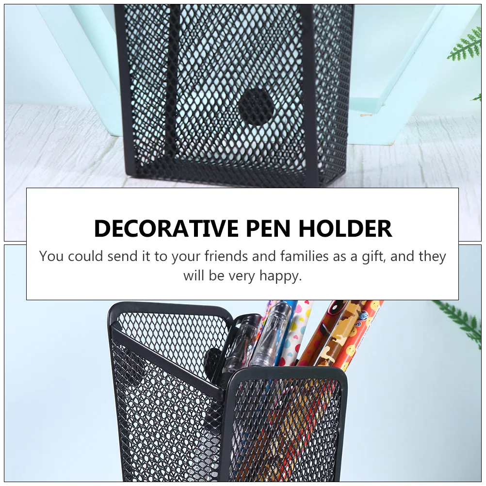 

Magnetic Pen Holder Stationery Bucket Desk ganizer Decorative Brush Pot Magnetic Square Ink Holders Household Desktop Storage