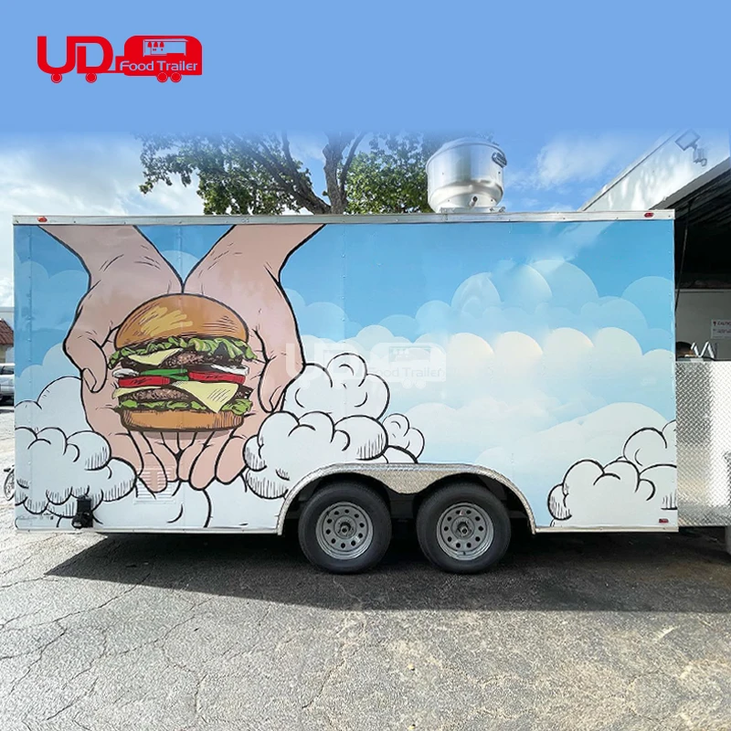 Catering Trailer Concession Food Trailers Fully Equipped Foodtruck Fast Food Cart Coffee Ice Cream Mobile Kitchen Food Truck