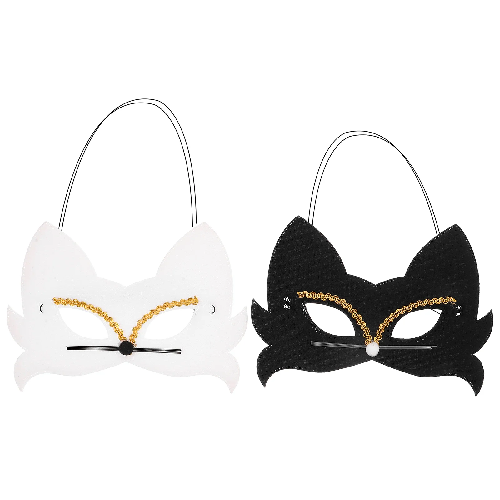

2pcs Animal Eye Masks Cat Mask for Kids Adults Halloween Party Masquerade Face Costume Cosplay Lightweight Fabric Portable Fun
