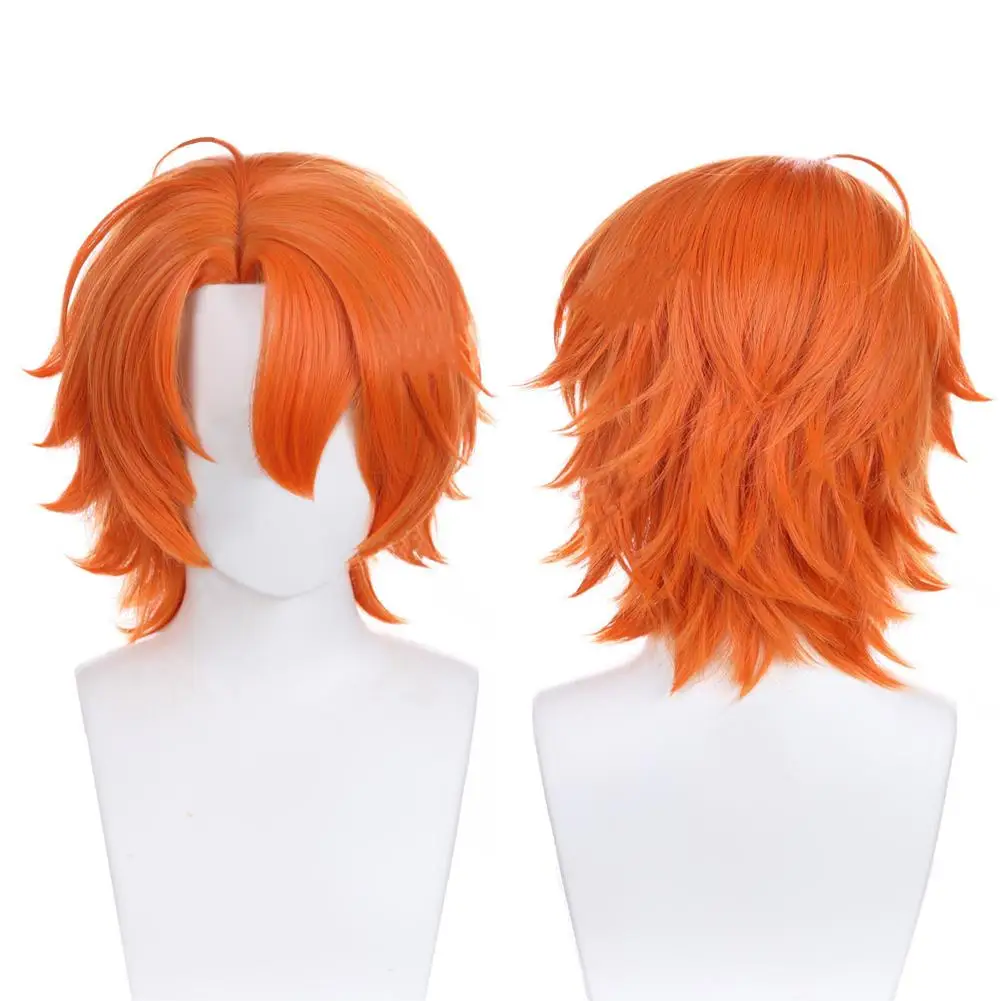 Peruki cosplay unisex srebrno-niebiesko-żółte z siatkami na włosy, kompletny zestaw do stylizacji dla kobiet i mężczyzn, nie wymagają przycinania, długie i krótkie.