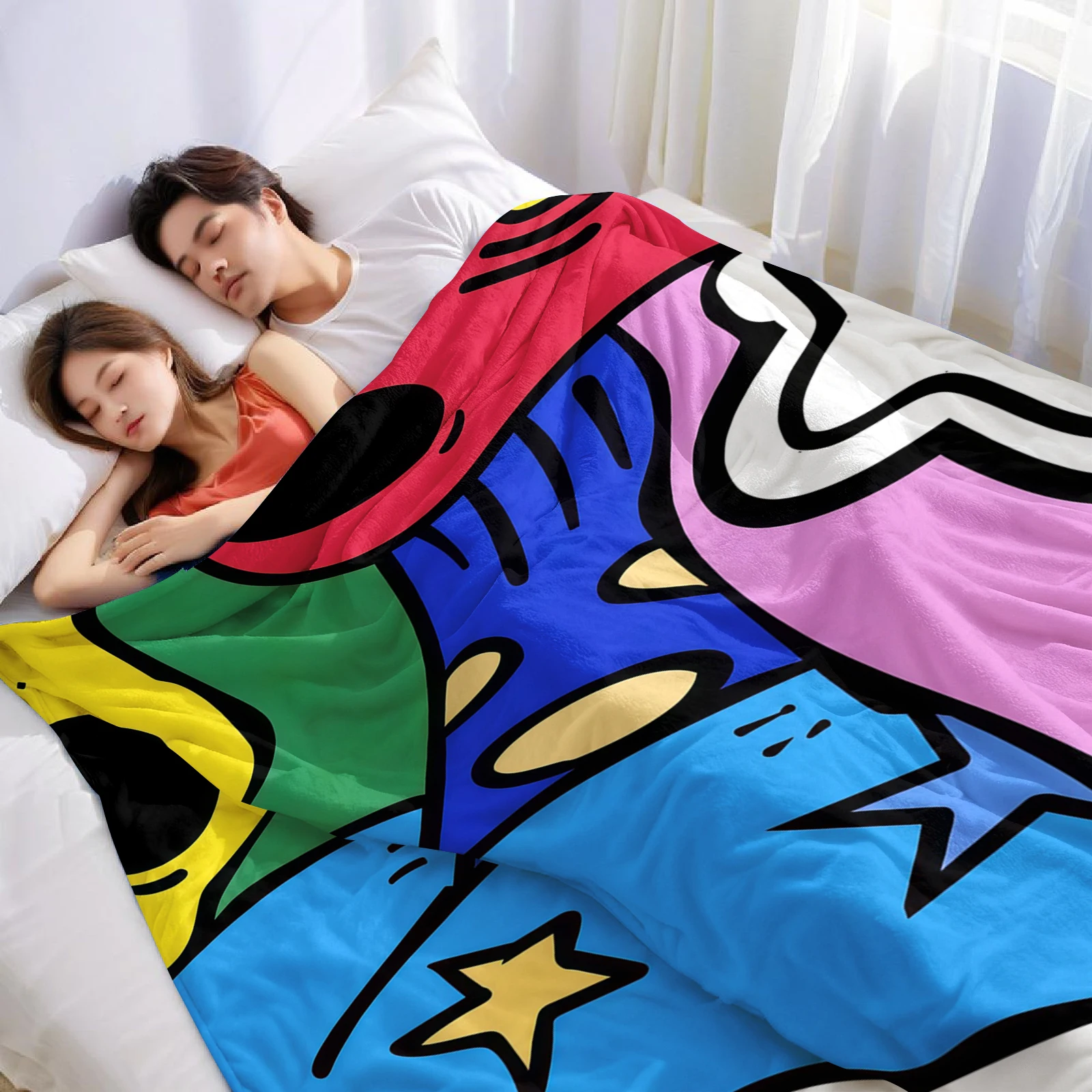 Graffiti Art Lightweight Microfiber Soft Christmas Fleece Blanket Warm Cozy Throw for Bed Sofa Office Travel All Season