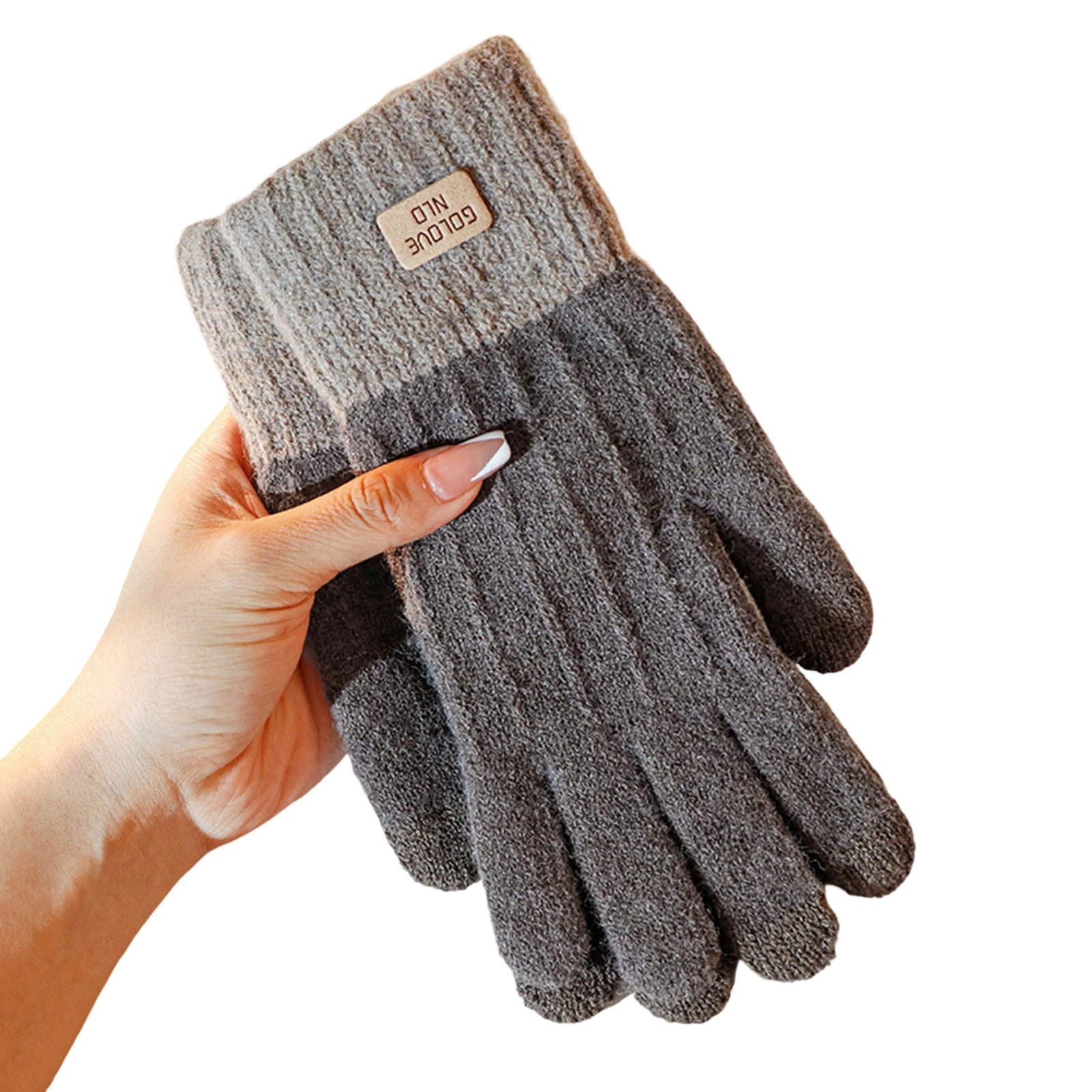 Alpaca Fiber Winter Knit Warm Gloves Anti-Slip Elastic Full Finger Winter Texting Gloves for Holiday Birthday Gift