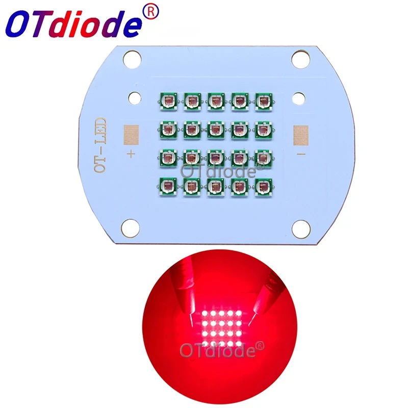 High Power LED Chip 660nm Deep Red LED Grow Light 660 nm 50W 60W COB Emitter+Driver+heatsink+cooler+lens reflector