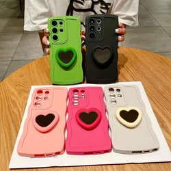 Fashion 3D Love Heart Mirror Stand Case For Samsung A55 A35 A05 A25 A15 A53 A54 A52 A32 A34 A23 A24 A51 A71 Soft Silicone Case