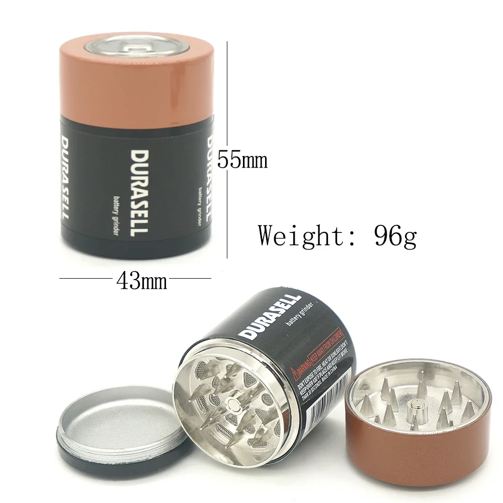 1Pcs Battery Shape Metal Grinder Diameter 44mm Tobacco Smoke Herb Crusher Cigarette Grinders Amoladora Pipe Smoking Accessories