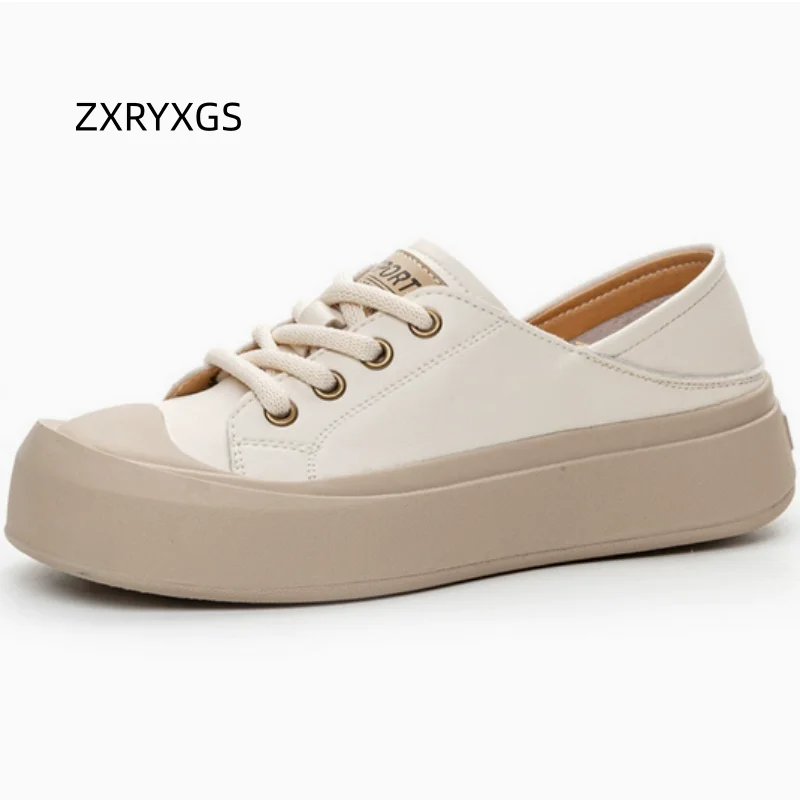 

Кроссовки ZXRYXGS на шнуровке из воловьей кожи на плоской платформе, увеличивающие рост, женские, новинка весны 2026, большие размеры, модные, стильные