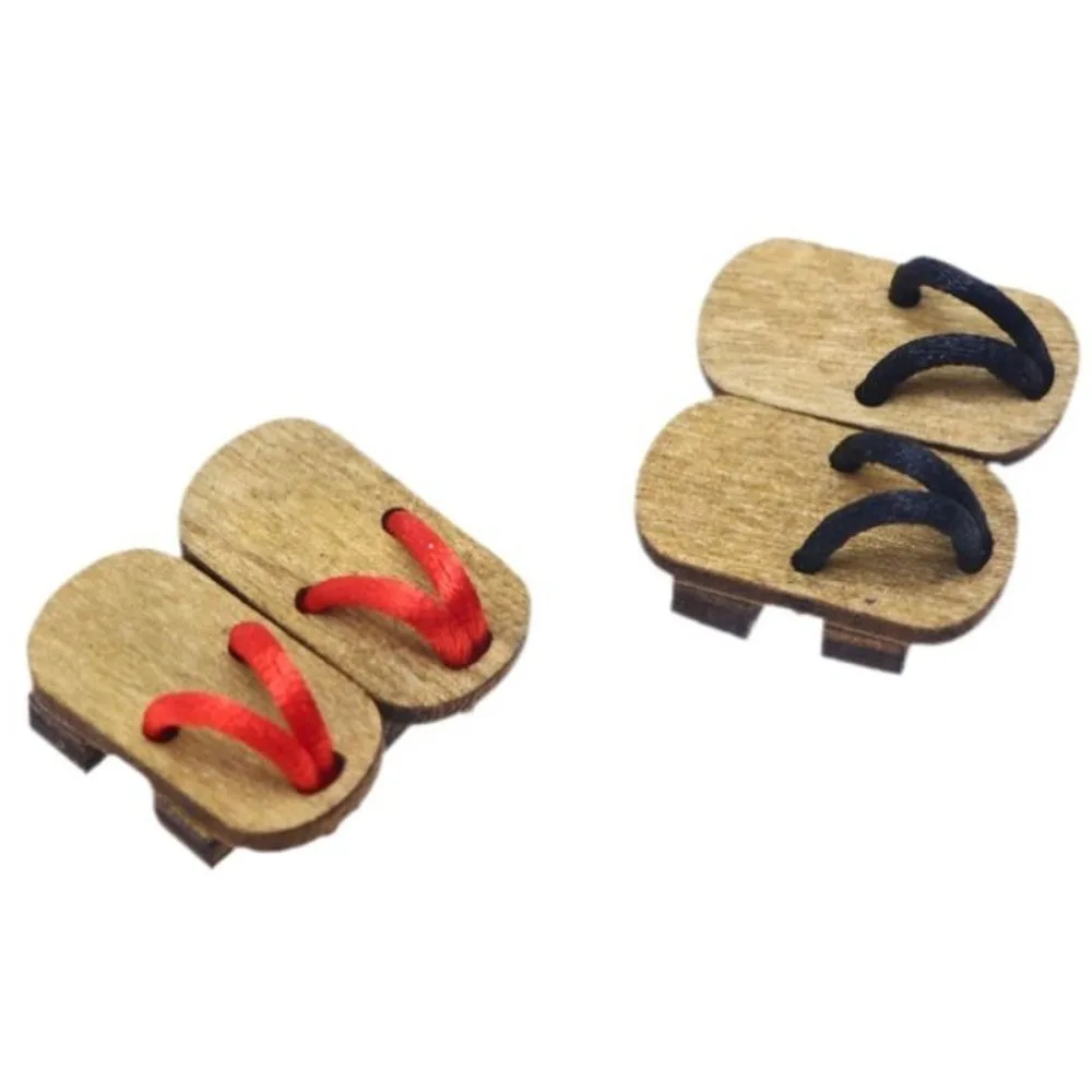 1 Pair Prop Shoes 1:12 Dollhouse Miniature Herringbone Wooden Slippers Mini Wood Dollhouse Clogs Simulated Shoes Gift