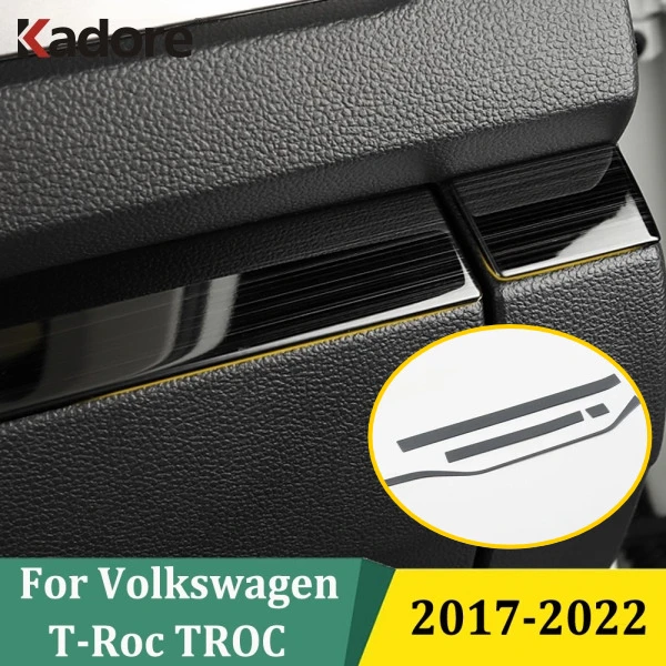 

Для Volkswagen T-Roc TROC 2017 2018-2021 2022, передняя центральная панель управления, полосатая крышка, отделка салона, аксессуары для стайлинга автомобилей