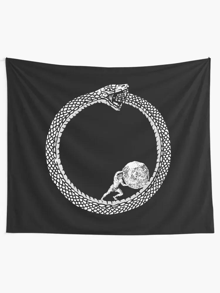 Sisyphus in an Ouroboros snake - Unisex Philosophy T-Shirt For Existentialists Tapestry Home Decor Aesthetic Tapestry