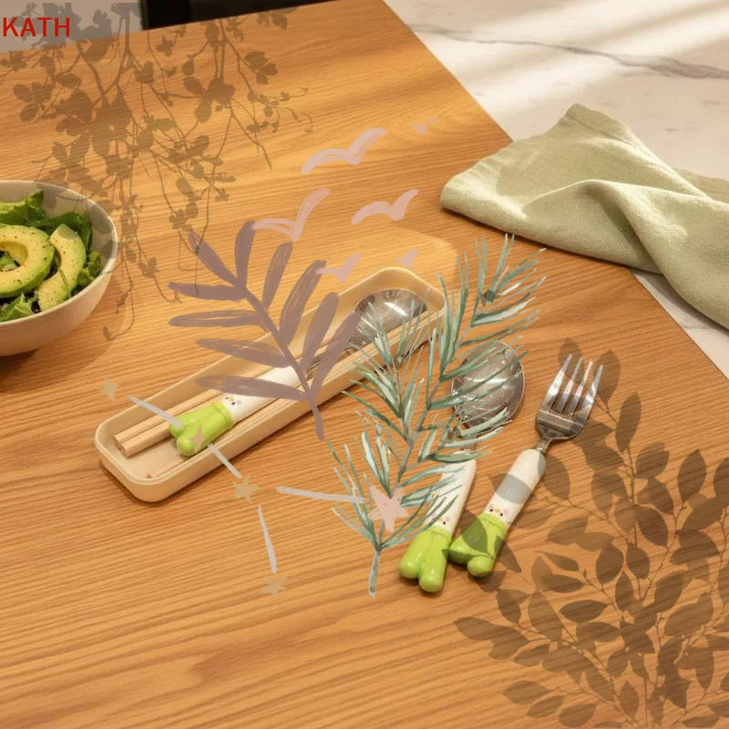 1 Set Cute Carrot Onion Cutlery Set, Cartoon Spoon, Fork and Chopsticks for Students and Children
