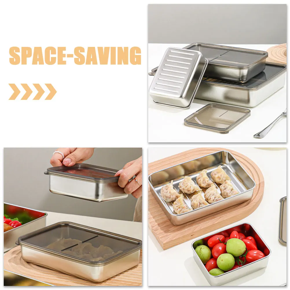 

3 Pcs Food Fresh Containers 400ml 800ml 2000ml Reusable Freezer Boxes Airtight Storage Vegetable Fruit Kitchen Organizers