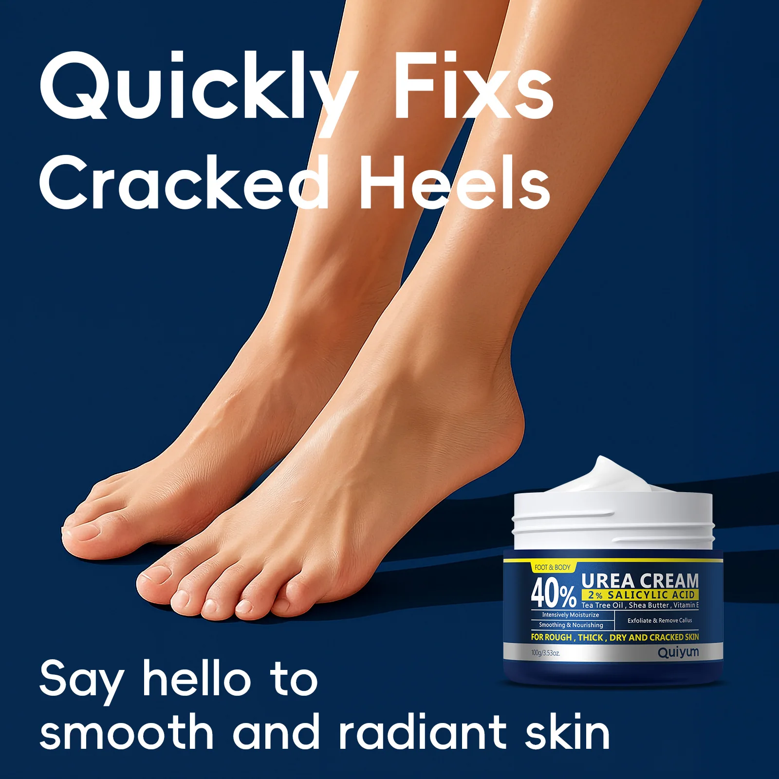40% Urea Cream with Tea Tree Oil Salicylic Acid 2%, Moisturizing Exfoliating Foot Hand Cream for Calluses, Cracked Heel Repair