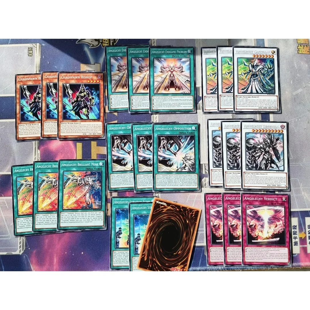 Yu Gi Oh! Angelechy Deck Chaospawn Bishop DIY PSER Flash Card Angelechy Verdictm Angelechy Brilliant Move English Game N-Card
