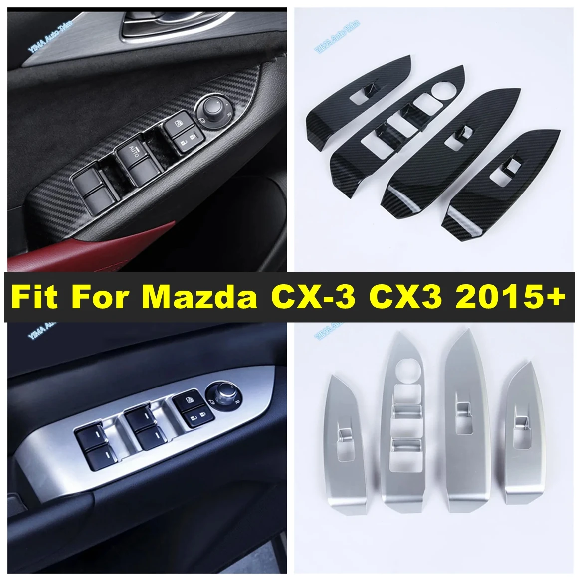 

Fit For Mazda CX-3 CX3 2015 - 2021 Inner Door Window Glass Lift Switch Armrest Panel Frame Cover Trim Car Interior Accessories