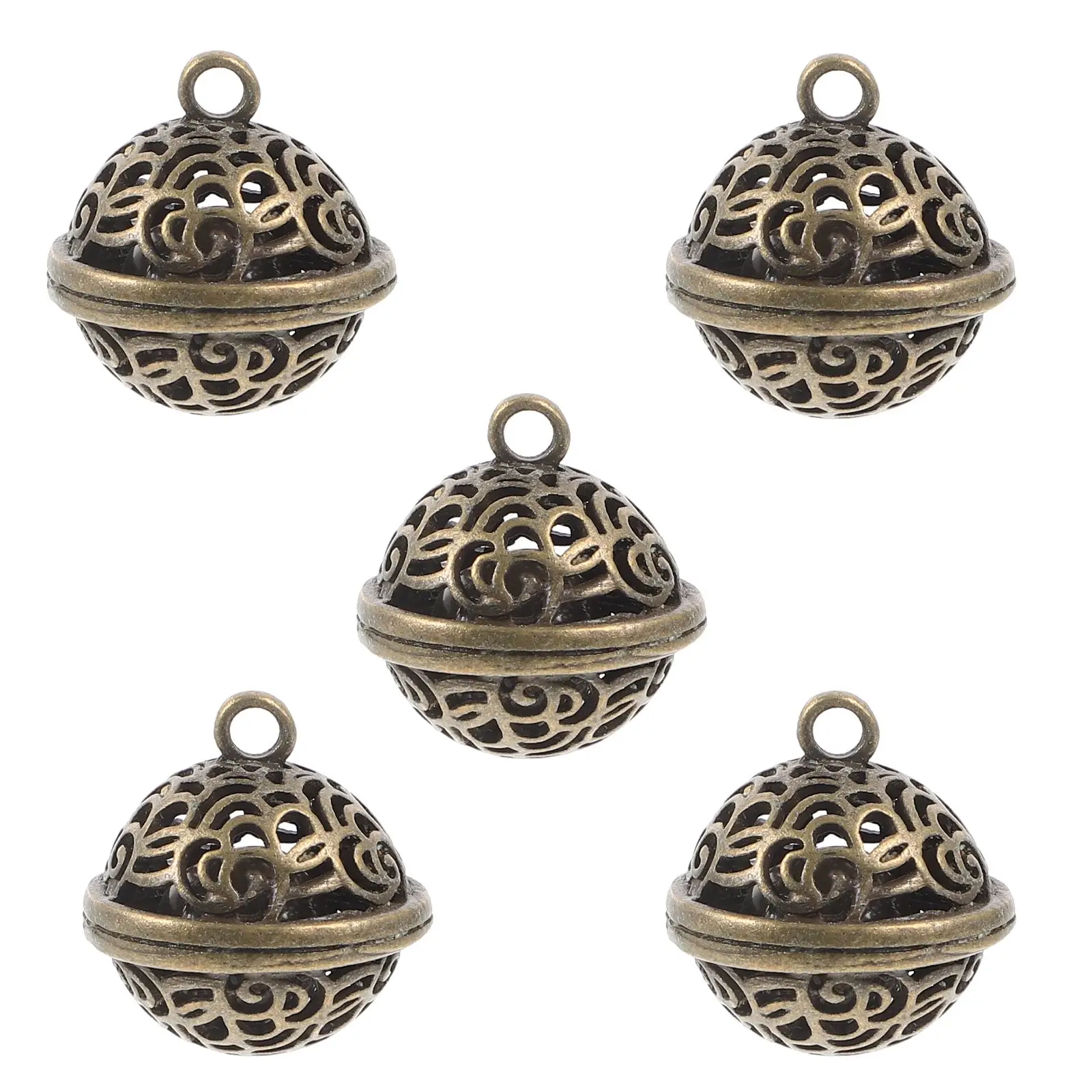 

5pcs Vintage Bell Pendant DIY Craft Bells for Christmas Decor Hanging Charm Jingle Metal Bell Accessories Bronze Color