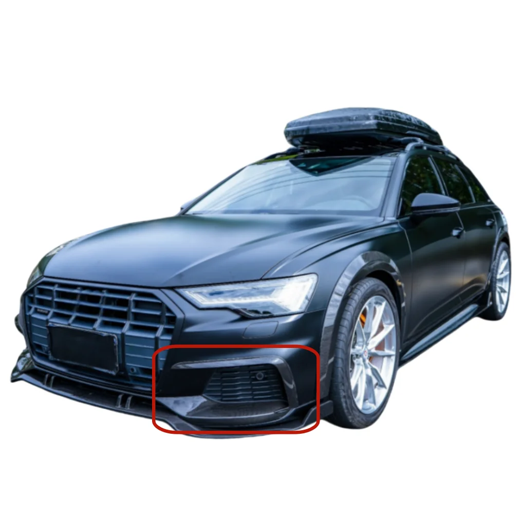 عالية الجودة ألياف الكربون الجافة المصد الأمامي فتحات الهواء لأودي A6 Allroad 2019-2022 الرياح شفرة سكين الديكور سيارة Canards