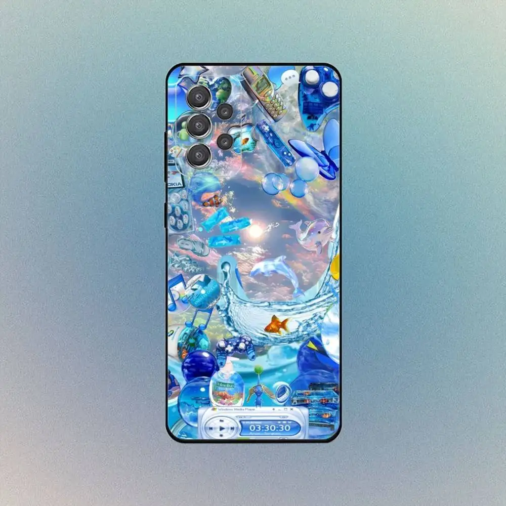 Funda colorida para teléfono Frutiger Aero para Samsung S25,S24,S21,S22,S23,S30,Ultra,S20,Plus,Fe,Lite,Note,10,9,5G, funda negra