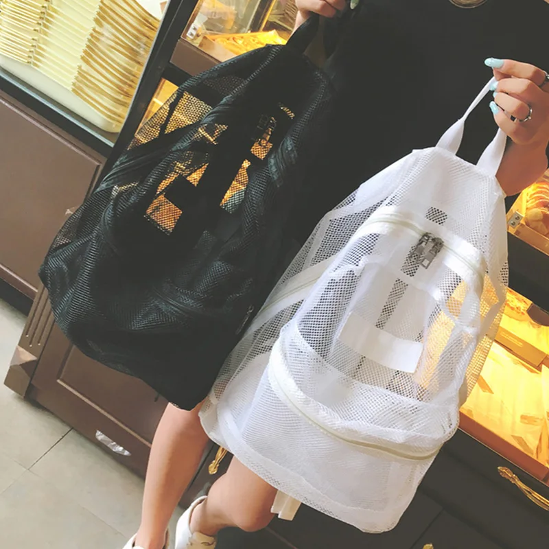 2023 New Fashion Women Transparent Backpacks Mesh Backpack for Boys and Girls Light Weight Rucksack Travel Black Student Bags 가방