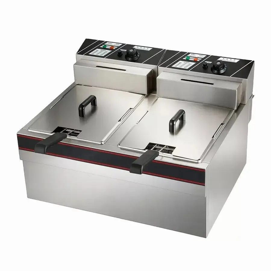 Neueste Fritteuse, 10 Liter, Einzeltank, elektrische rauchfreie Fritteuse aus Edelstahl ohne Rauch