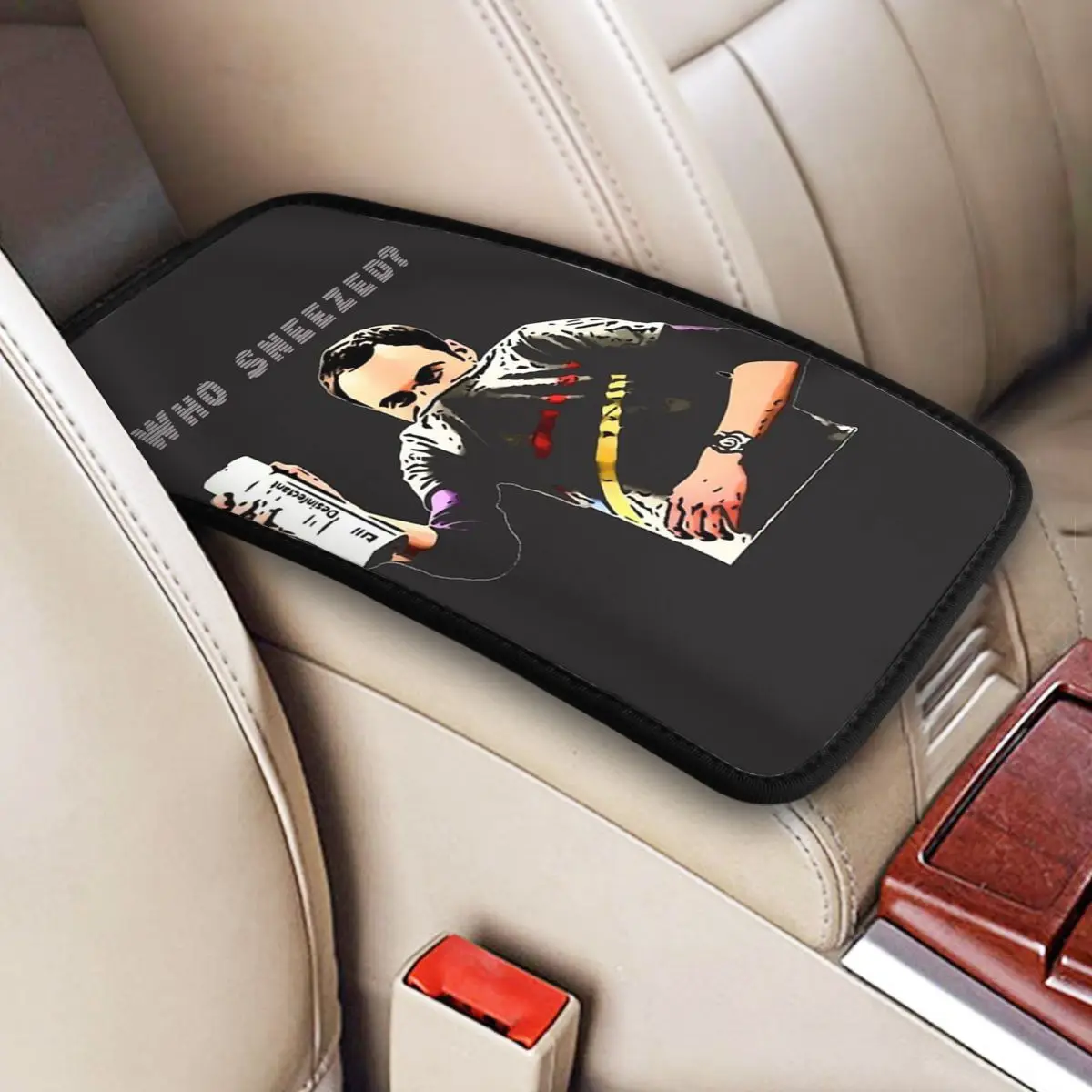 Center Console Cover Pad Sheldon Who Sneezed Car Armrest Cover Mat The Big Bang Theory Car Interior AccessoriesStorage Box Cover