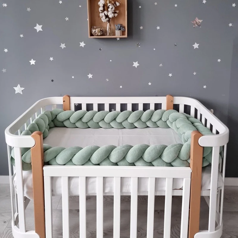 1-4 M Baby Bett Schutz Infant Wiege Kissen Kissen Geflecht Knoten Stoßstange Krippe Stoßstange Zimmer Dekor Tresse Tour de Lit Bebe