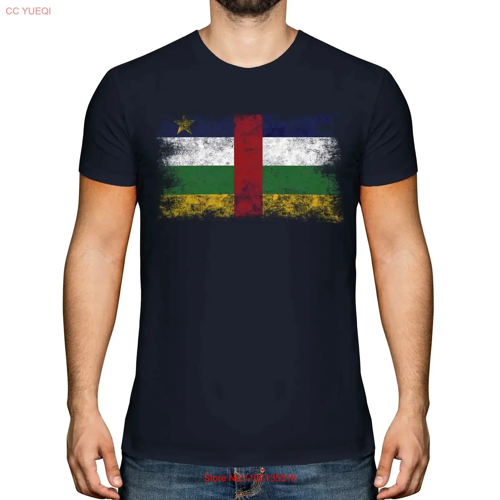 T-shirt pour homme avec drapeau de la République Centrafricaine en version vieillie, style vintage, délavé, pour un usage quotidien, élégant