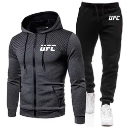 2024 New Men's Football Sets Zipper Hoodie+Pants Two Pieces Casual Tracksuit Male Sportswear Gym Brand Clothing Sweat Suit