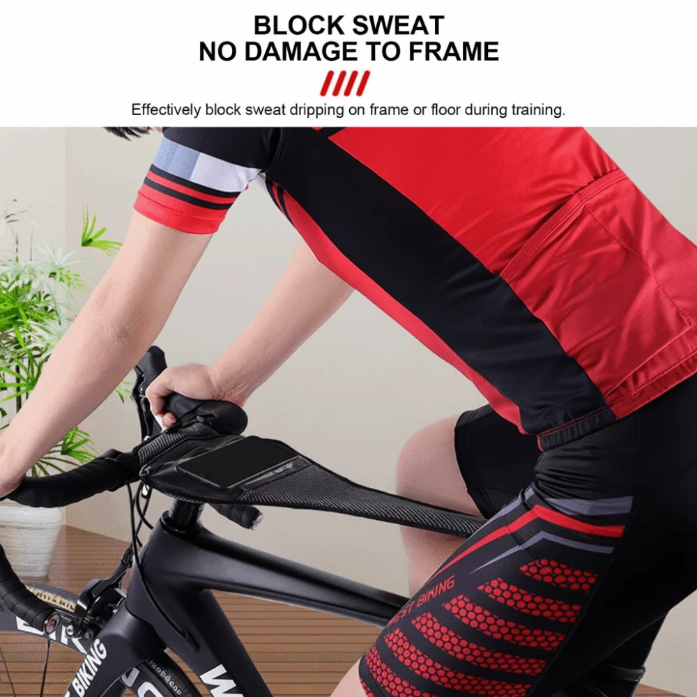 

Защита от пота для велосипеда с карманом для телефона, легкая, впитывающая пот, сетчатая, с эластичным ремешком, для рамы велосипеда