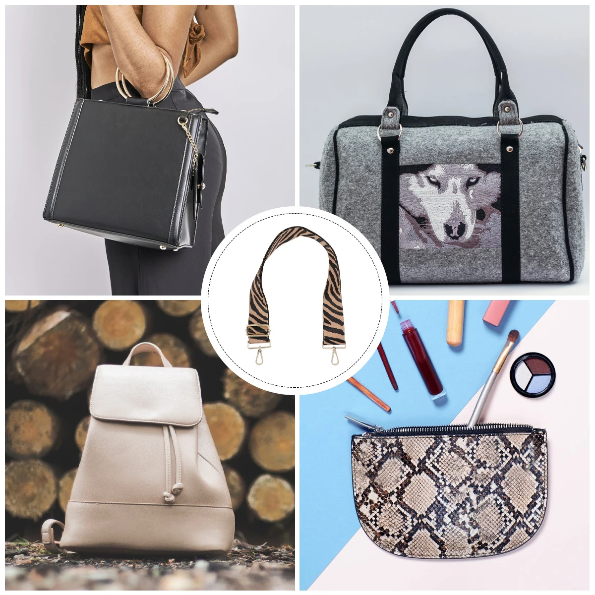 

1Pcs Stylish Zebra Wide Shoulder Strap Adjustable Tough Canvas Strap Crossbody Purse Replacement Shoulder Belt