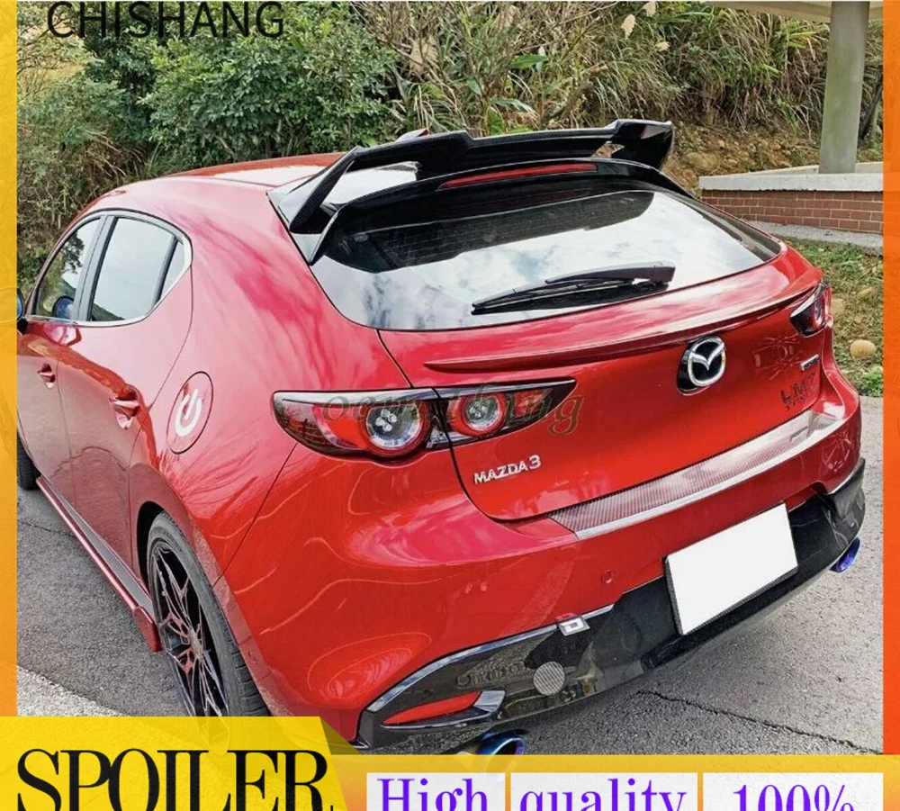

2019-2024 FRP FIT For Mazda 3 Hatchback 4TH BP DTO TYPE REAR TRUNK ROOF SPOILER DTO STYLE CARBON