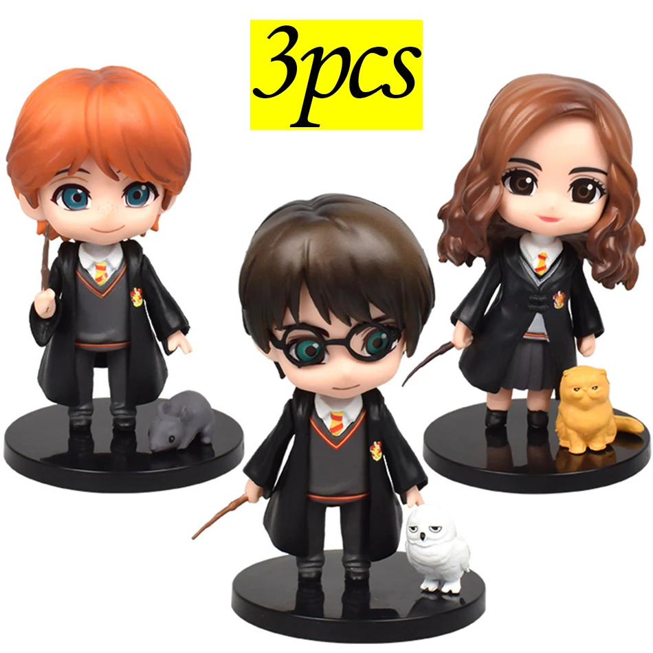 3pcs/set harry Potter Figure Anime doll Hermione Granger Ron Weasley Action PVC Model Gifts Collectible Figurines for Kids 9.5cm