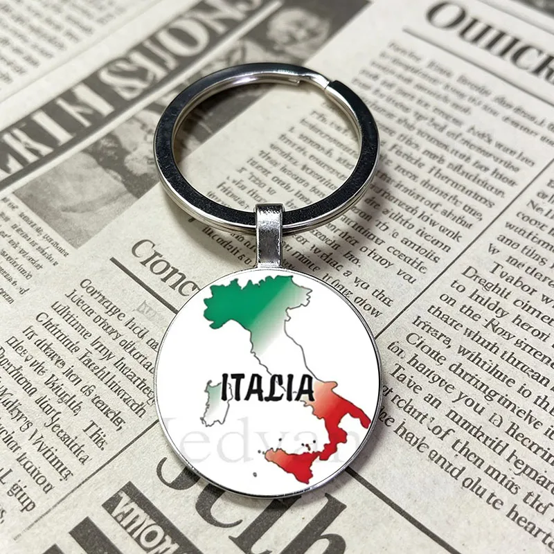 I Love Italy Glass Dome Keyring With Map Design Nice Keepsake Gift For Tourists And Italy Enthusiasts Key Rings