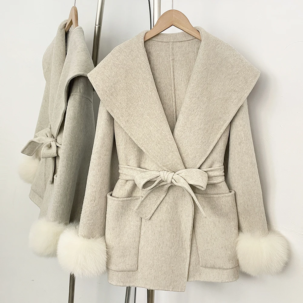 Jacket with Fur for Women Women's Woolen Coat Elegant Outerwear New Products Korean Climate Many Outer New Coats and Jackets