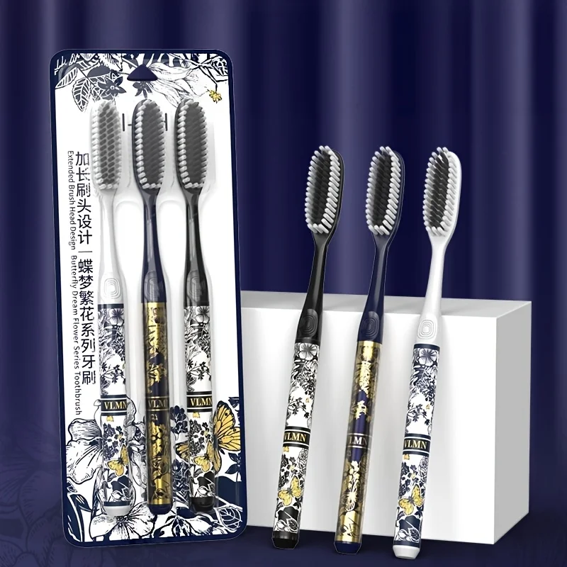 12/6 Pack Luxury Long Brush Head Fine Soft Bristle Toothbrush for Oral Cleaning, Halloween and Christmas Gift