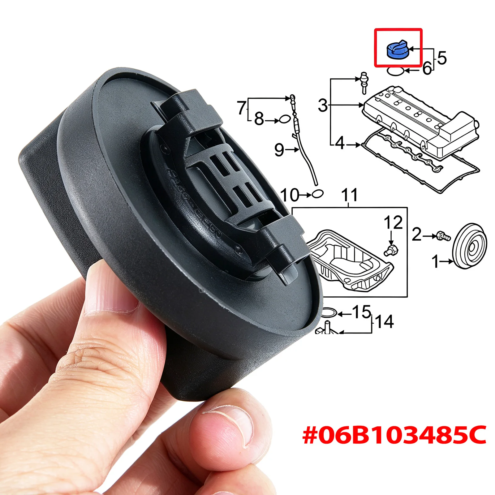 Engine Oil Filler Cap For VW Beetle Bora Passat Caddy Golf Jetta Polo Ghia Corrado Crafter Type Sharan Tiguan Touran 06B103485C