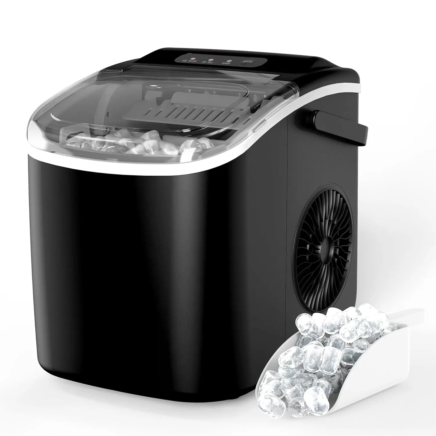 

Ice Maker for Countertop, 9 Ice Cubes Ready in 6 Mins, 26lbs Ice/24Hrs, with Self-Cleaning Feature