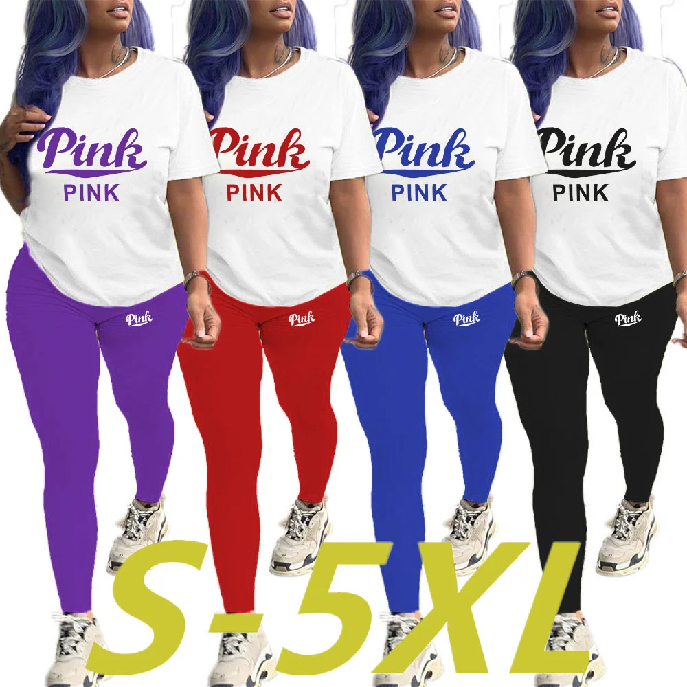 2024 nova casual 2 peça define womens outfittssexy conjunto sweatsuit carta impressão 3xl topos e calças magras ternos de suor 2 pcs fatos de treino