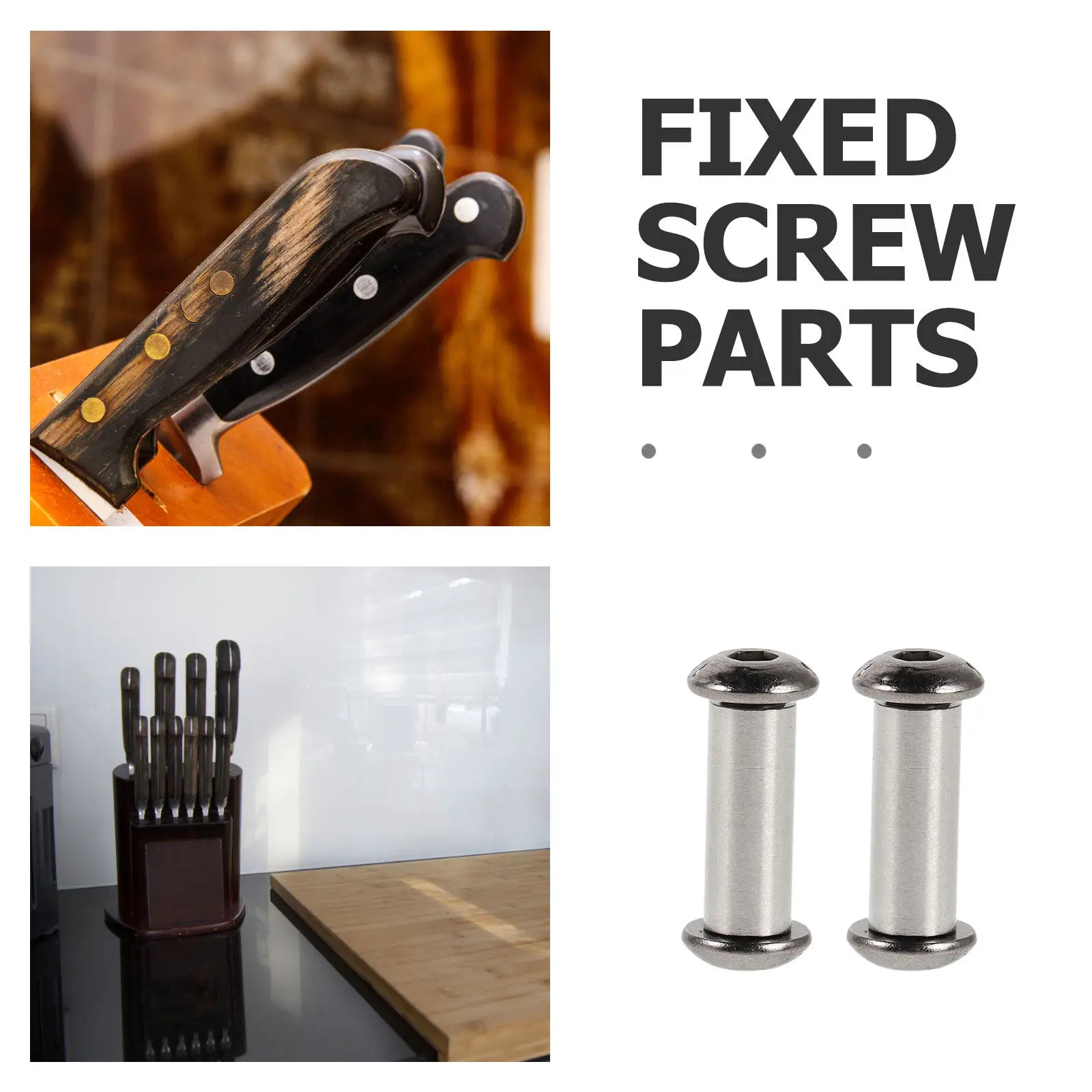 2pcs Stainless Steel Knife Handle Rivets for DIY Cutlery Repair – Black Solid Pins Fasteners Set