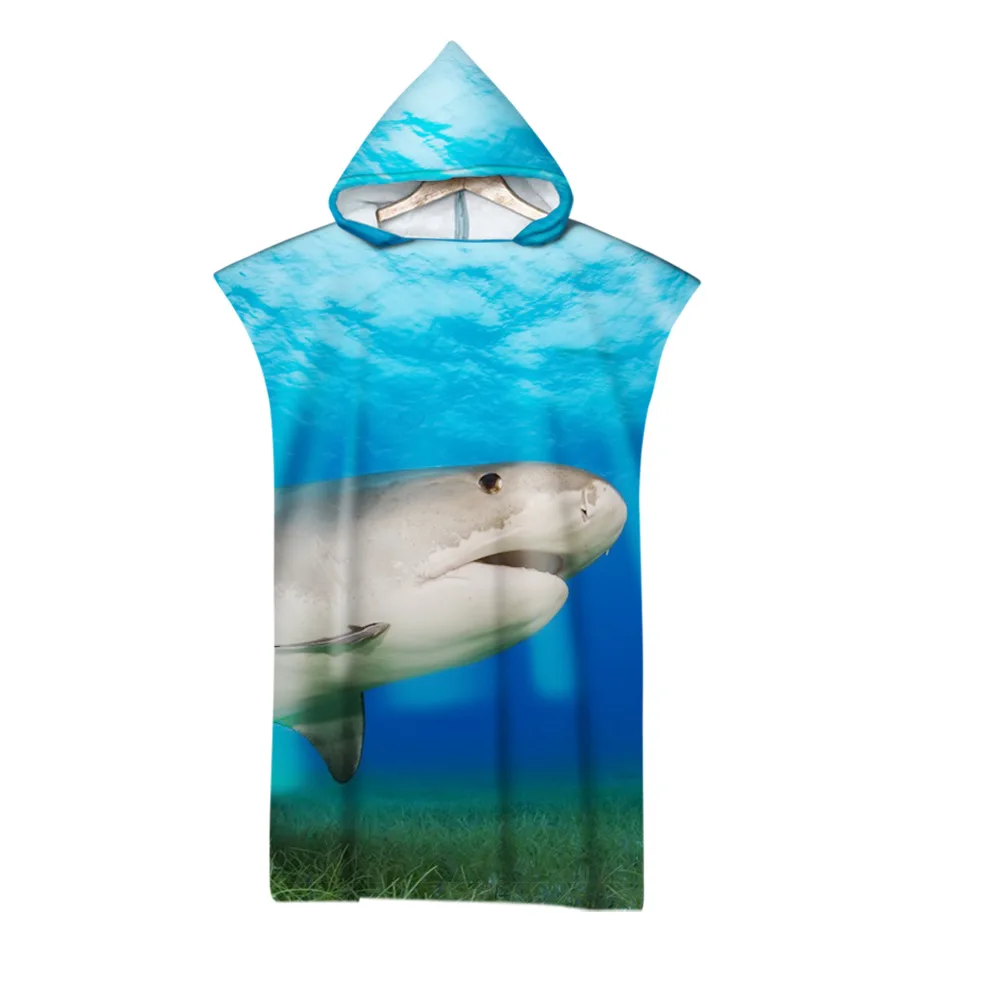 

Sea Shark Jellyfish Unisex Hooded Poncho Towel for Adult and Kid, Swim, Surf, Beach Changing Robe,Drop Shipping Holiday Gift