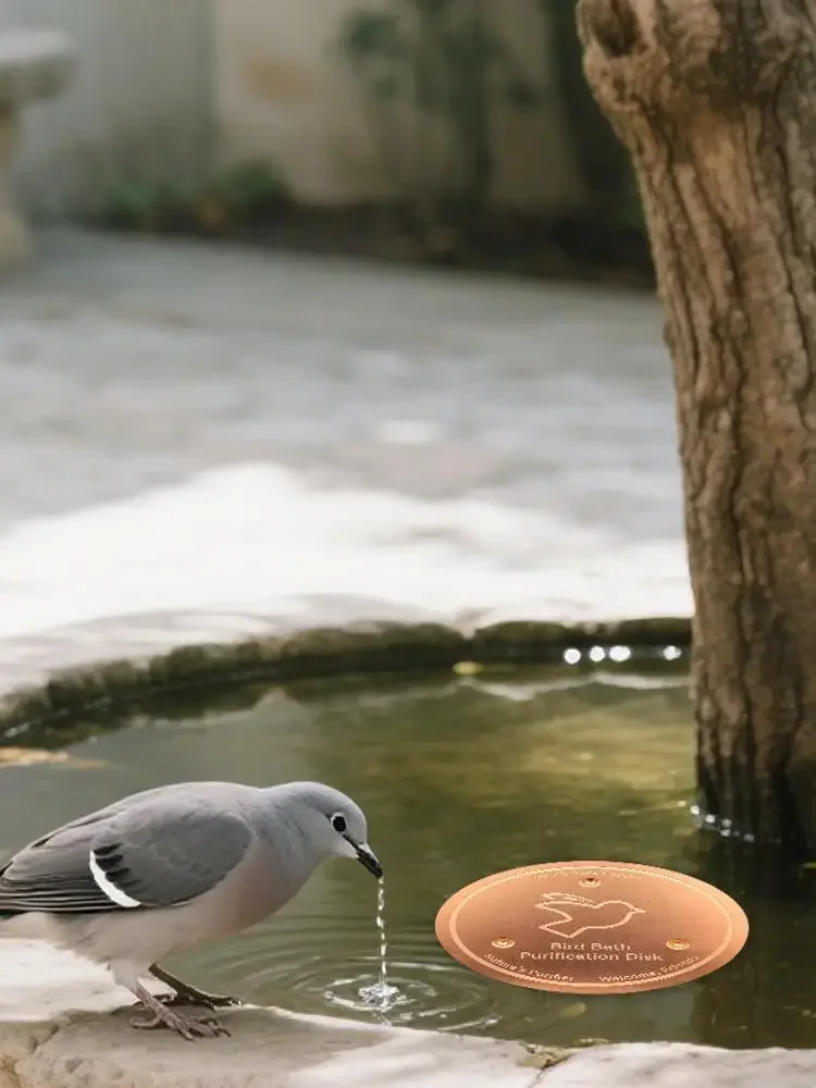Kupfer-Vogelbad mit Dreipunkt-Stütze, Reiniger, Badescheibe, Ornamente und Futterzubehör für Vogelbäder im Freien – Detail 4